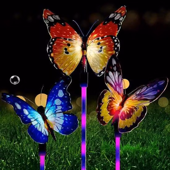 Set di lampade da giardino a energia solare, 3 pezzi, con cambio di colore, resistenti alle intemperie, per terrazze e vialetti