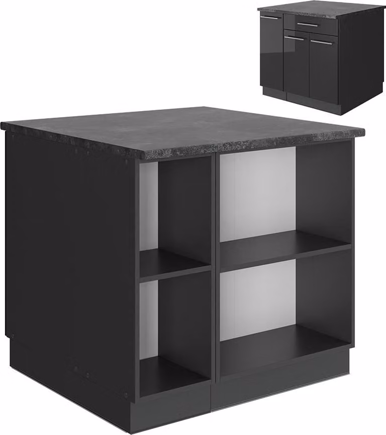 isola cucina Vicco Fame-Line Antracite lucido 90 cm senza piano di lavoro, Model 57411