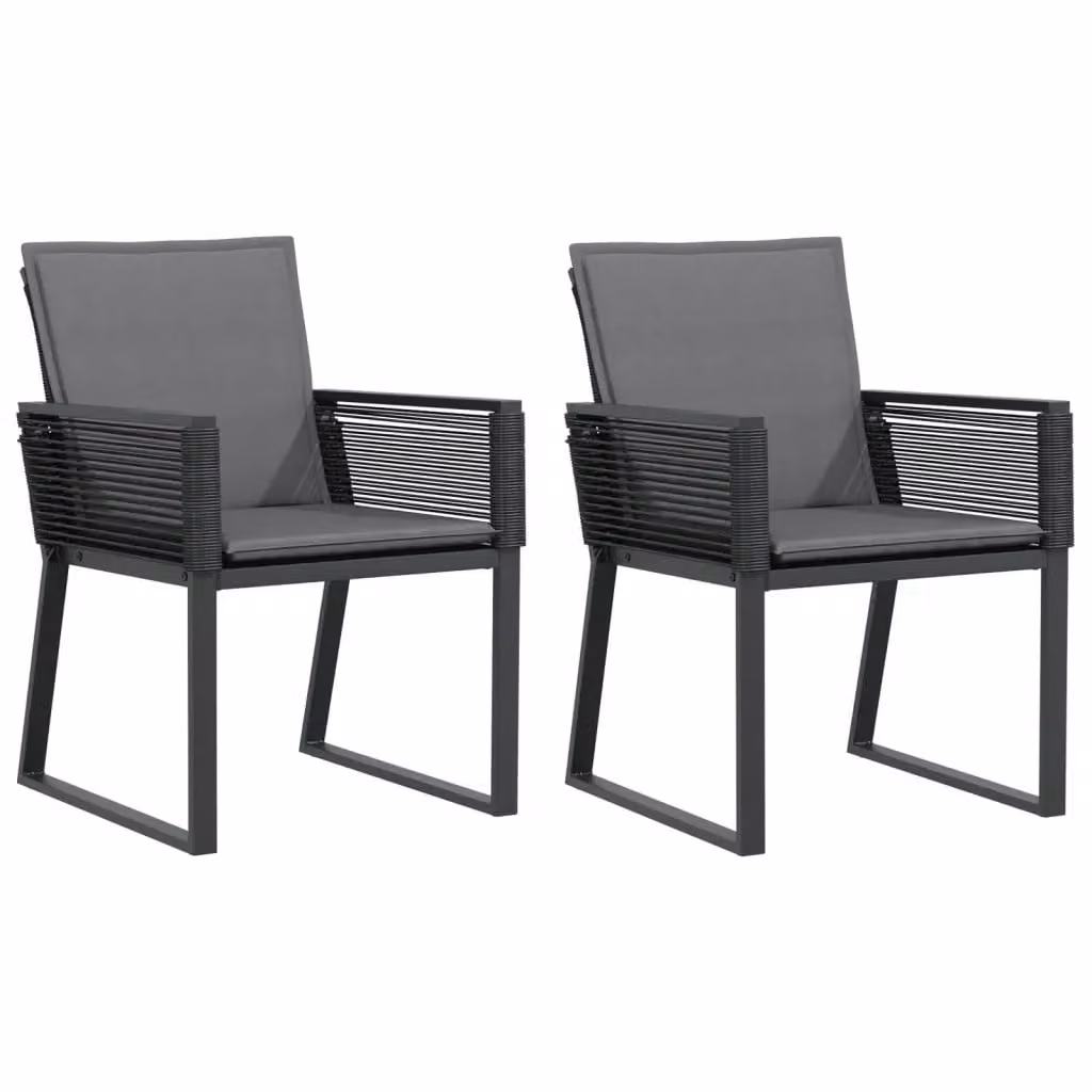 Set di 2 sedie da giardino vidaXL in polyrattan color antracite con cuscini e braccioli