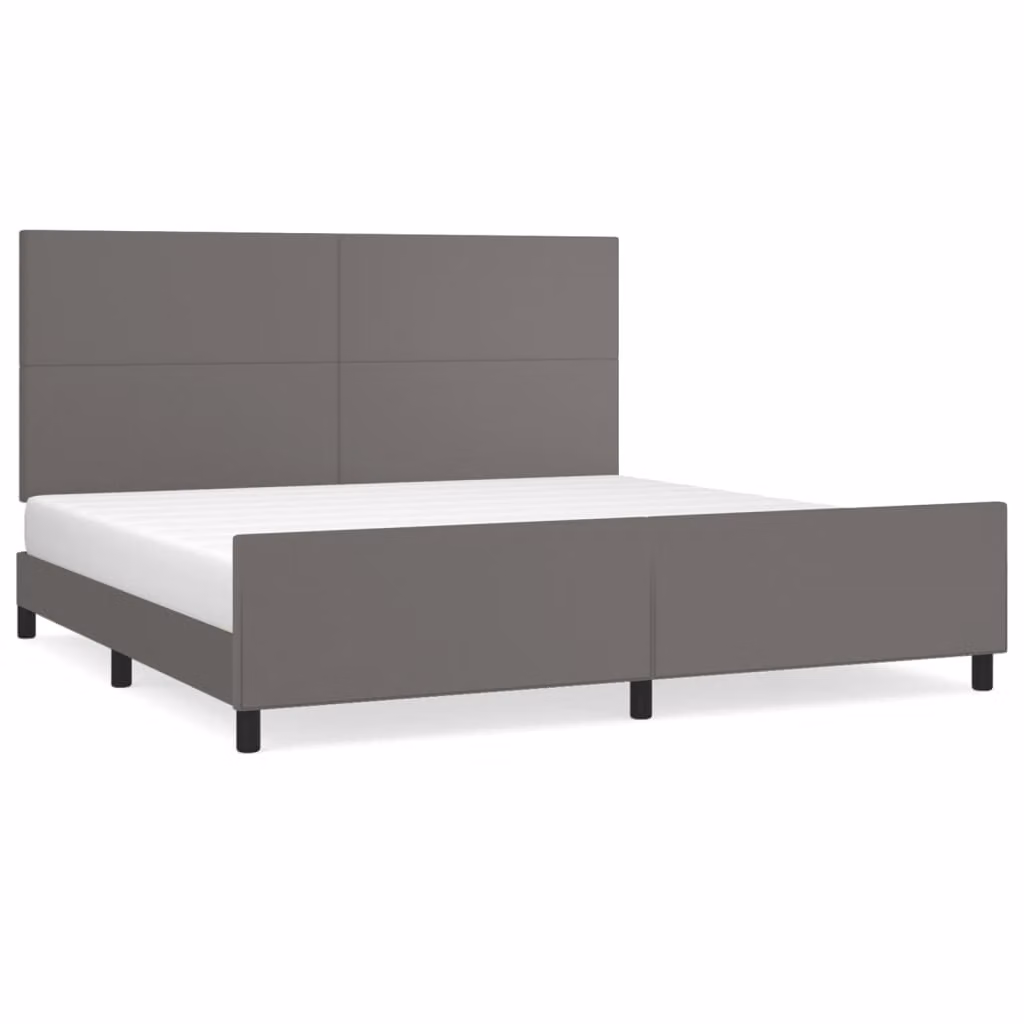 Giroletto con Testiera Grigio 200x200 cm in Pelle finta