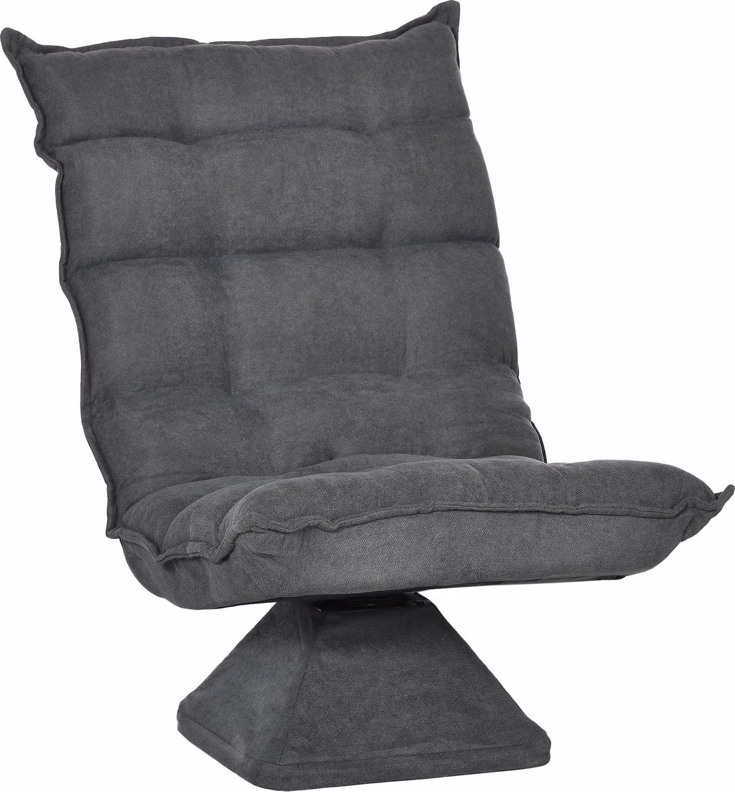 Pouf a terra con schienale regolabile, poltrona relax girevole, cuscini da terra per soggiorno e ufficio, grigio in microfibra