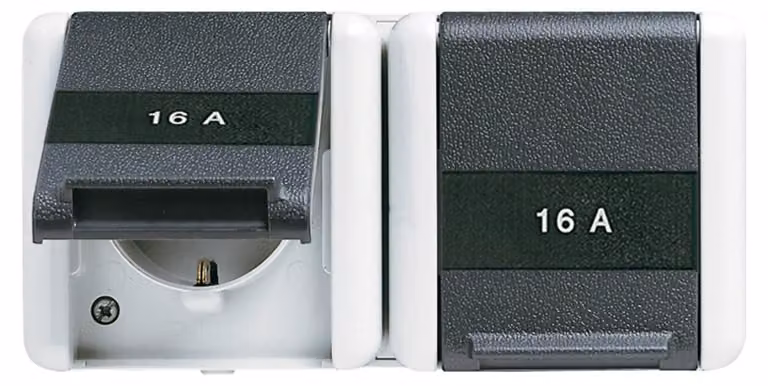 Presa Jung SCHUKO, 2 ganci IP44 con scala 8220 KINAW