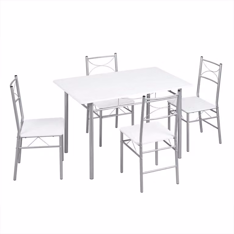 Tavolo da pranzo con 4 sedie - Set per 4 persone - Tavolo da cucina rettangolare con struttura in acciaio - Mobili da sala da pranzo