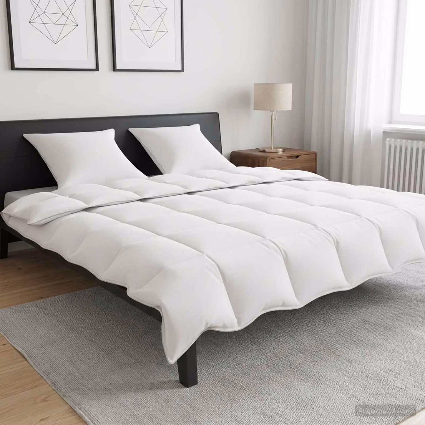 Set di piumoni e cuscini vidaXL in bamboo e poliestere, bianco, 200 x 200 cm