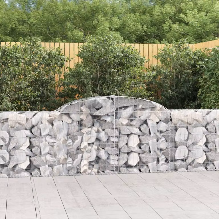 Set di 2 Cesti Gabbioni ad Arco vidaXL in Acciaio Zincato Grigio L: 300 cm, P: 30 cm, H: 80-100 cm