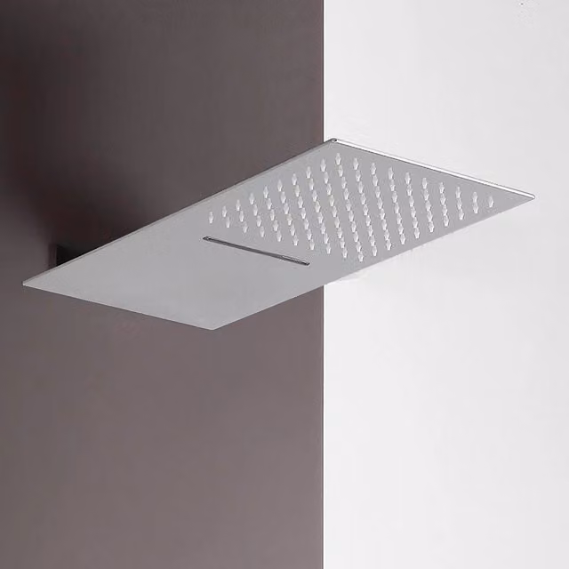 Soffione doccia a sbalzo slim con cascata INBAGNO in acciaio inox color argento L: 25 cm, P: 52 cm – 1