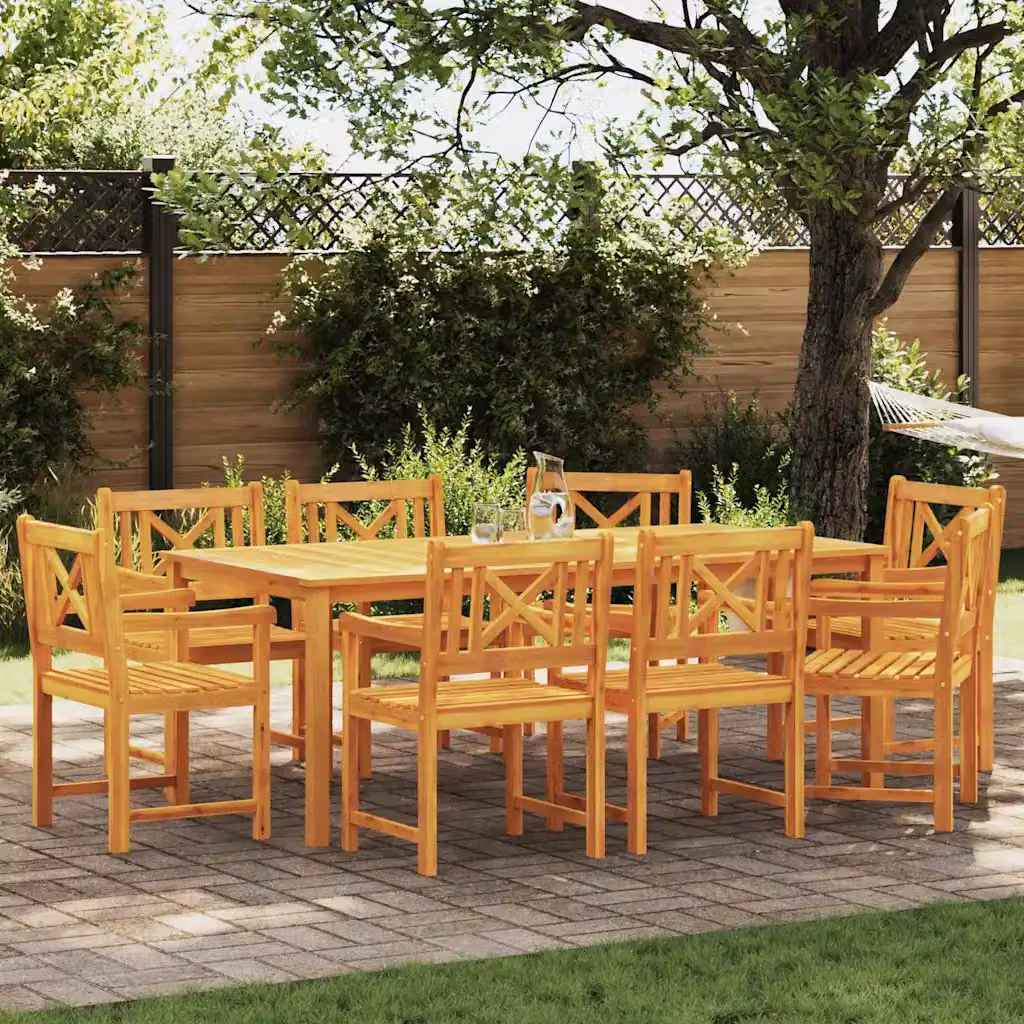 Set di 8 sedie da giardino vidaXL in legno di acacia massello naturale con braccioli e cuscini inclusi, colore marrone