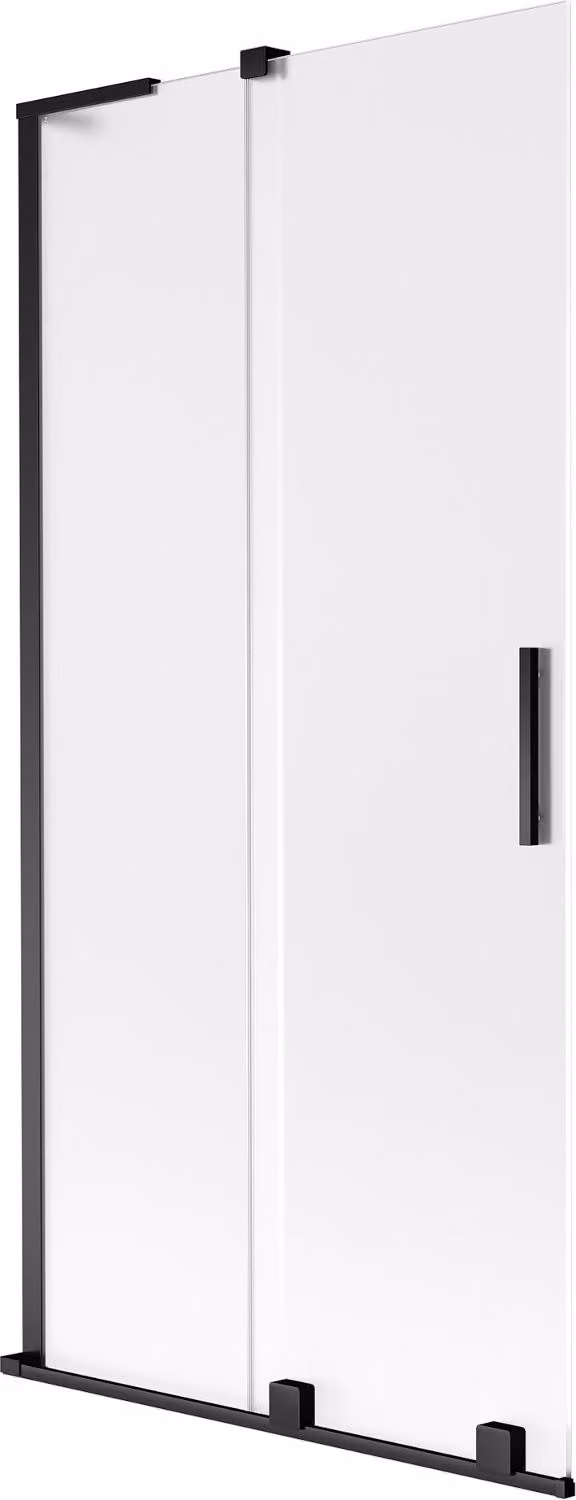 Mexen Velar L paratia per vasca da bagno a 2 ante scorrevoli 95 x 150 cm, smerigliato, nero - 896-095-003-31-70