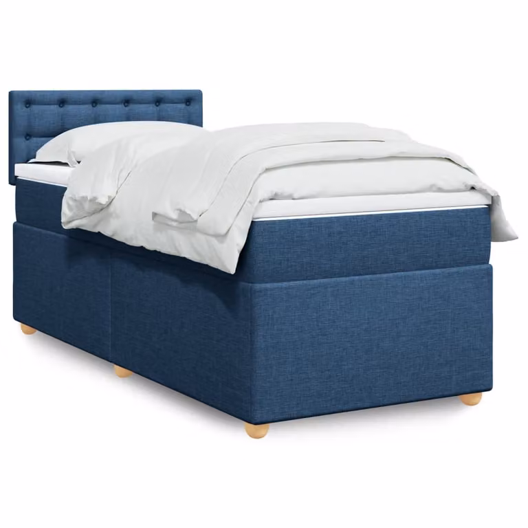 vidaXL Giroletto a Molle con Materasso in Tessuto Blu e Bianco, L/P/H: 100 x 200 cm