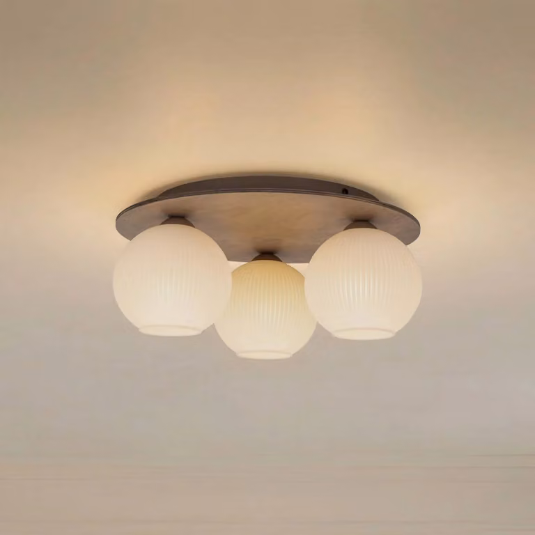 Plafoniera soffitto Virlo TK Lighting, dimmerabile, Legno chiaro, Soggiorno / Sala da pranzo, Vetro, Plafoniera