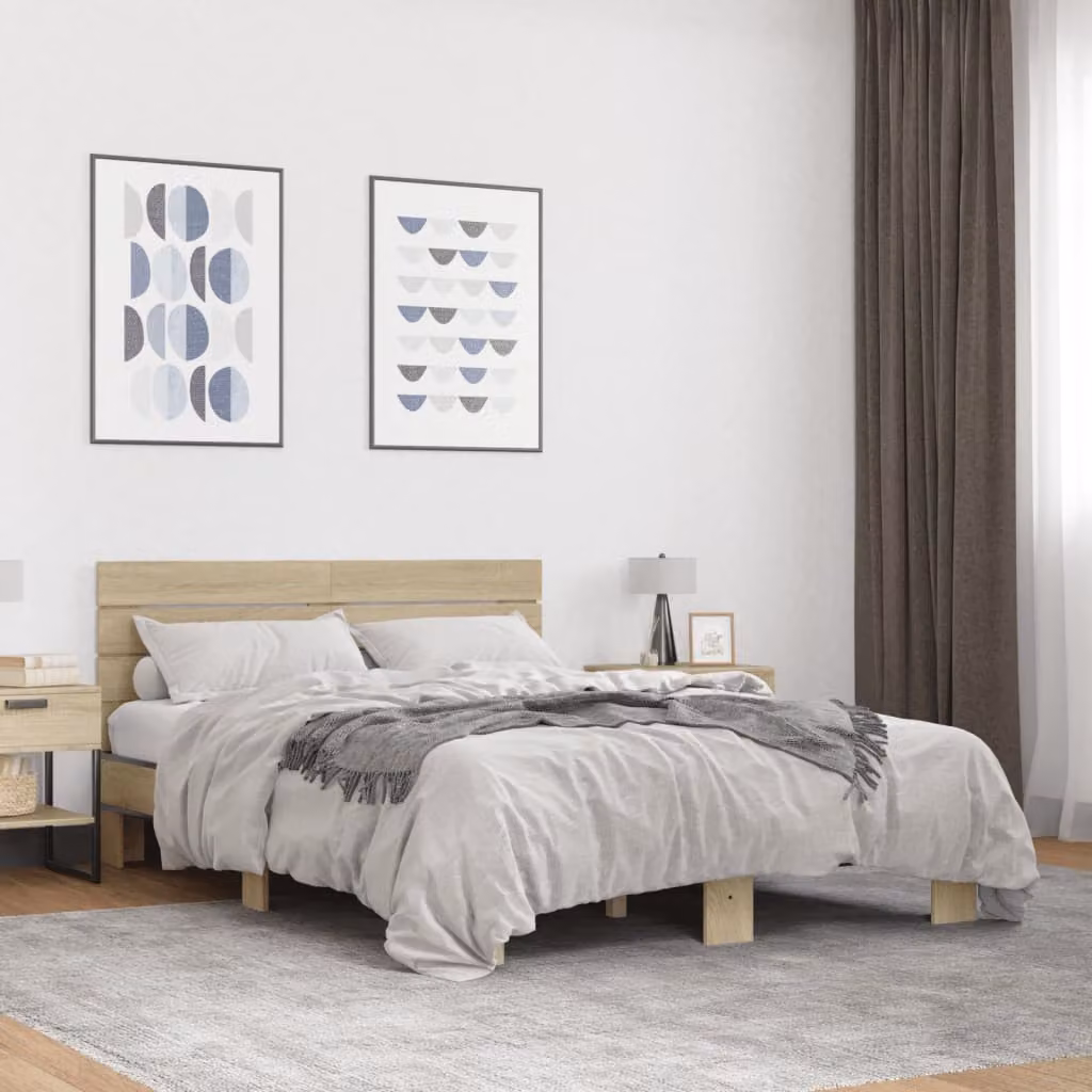 Giroletto vidaXL in Rovere Sonoma e Metallo, L 140 x P 200 cm – 1