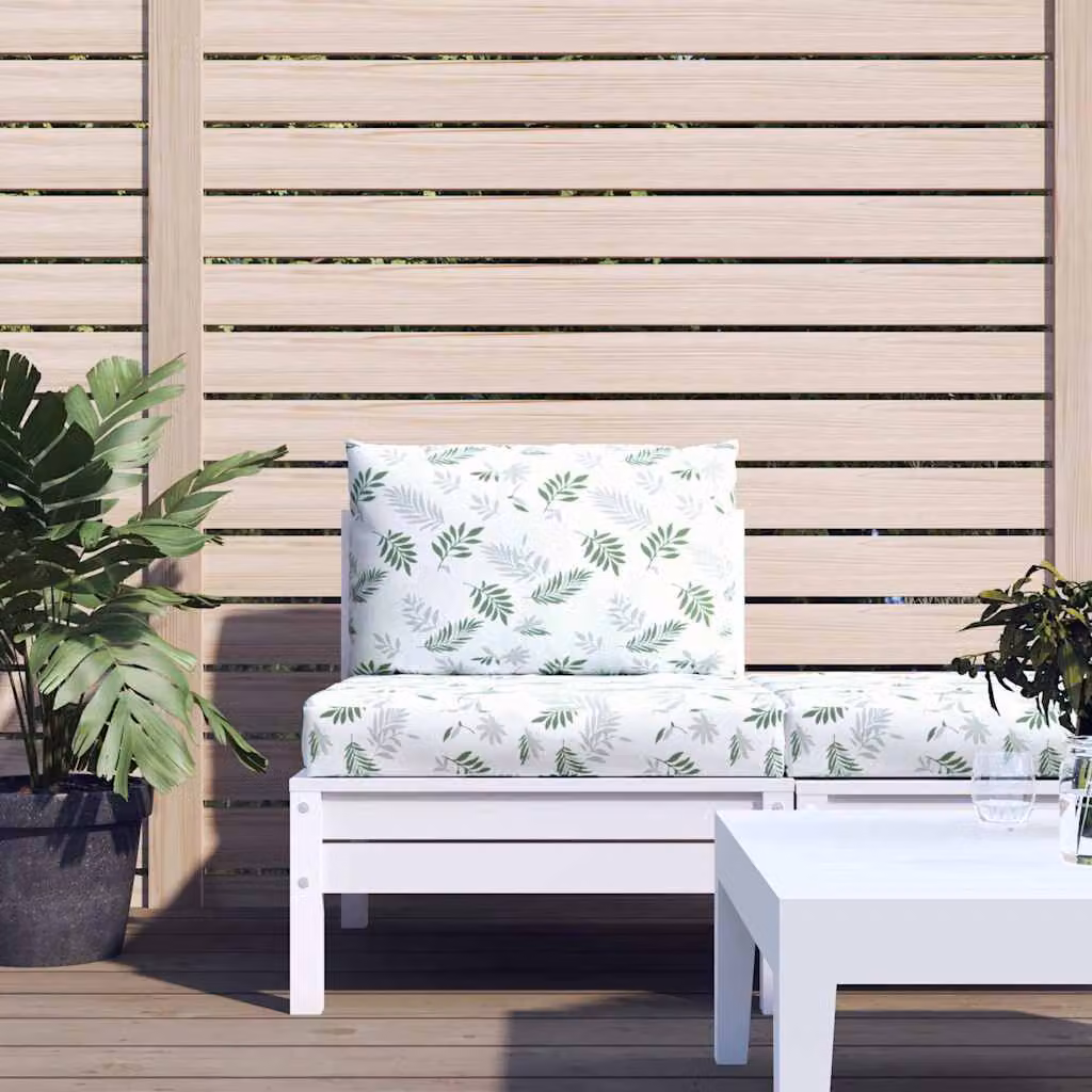 Set di 2 cuscini per pallet vidaXL con motivo a foglie in tessuto Oxford verde e bianco, impermeabili e resistenti ai raggi UV, L/P/H: 60 x 60 x 8 cm