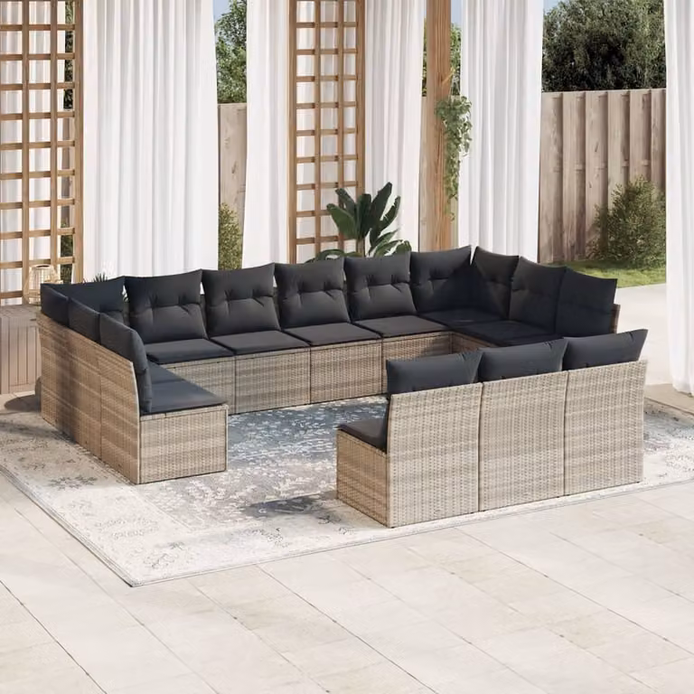 Maison Exclusive - Set Divani Giardino 13 pz con Cuscini Grigio Chiaro Polyrattan