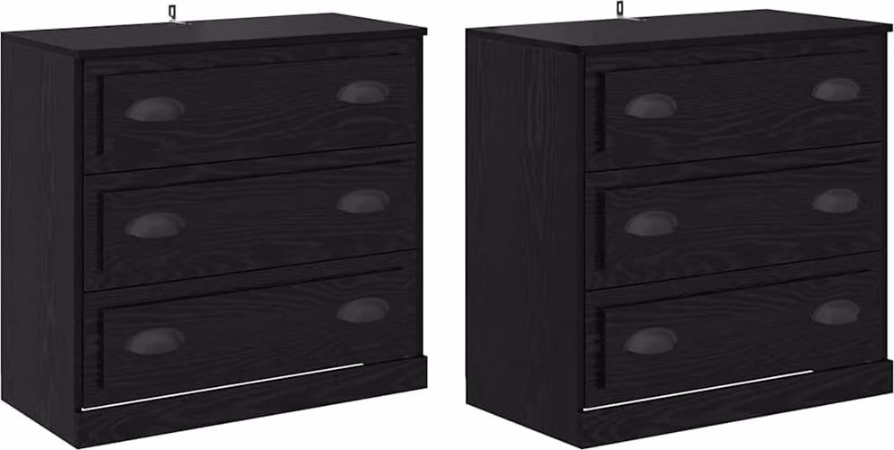 Sideboards con cassetto 2 pcs Rovere Nero 70 x 35,5 x 67,5 cm
