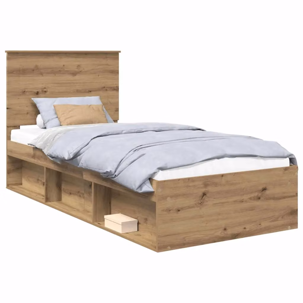 Struttura letto con testiera vidaXL in legno di pino color marrone L/P/H: 190 x 90 x 78 cm – 2