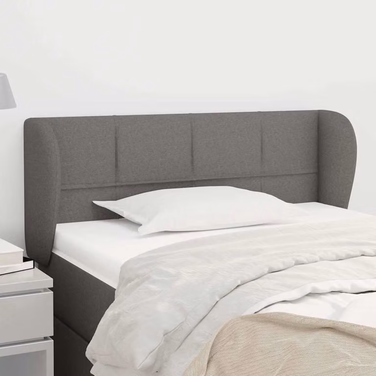 Testiera ad orecchio vidaXL in tessuto grigio scuro con struttura in legno L: 83 cm, P: 23 cm, H: 78-88 cm