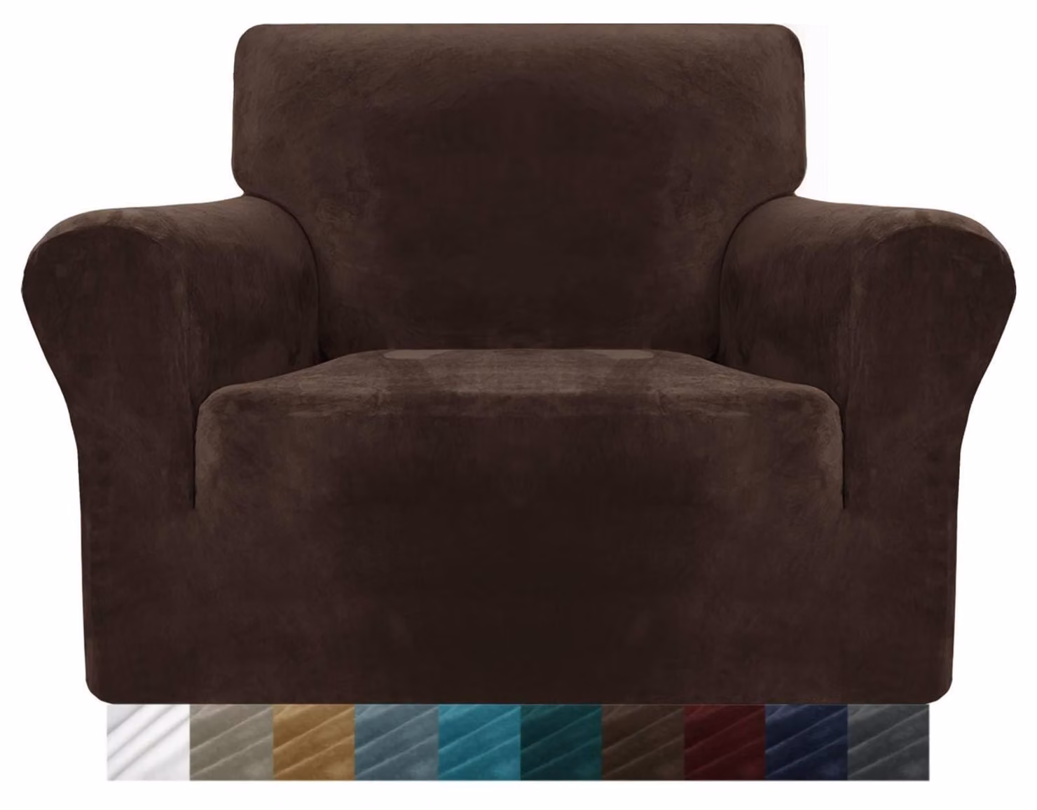 Omgoods - Copertura elastica in velluto super stretch per poltrone, color caffè scuro