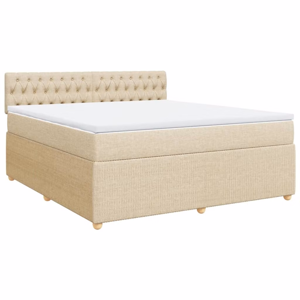 Giroletto a Molle con Materasso Crema 180x200 cm in Tessuto