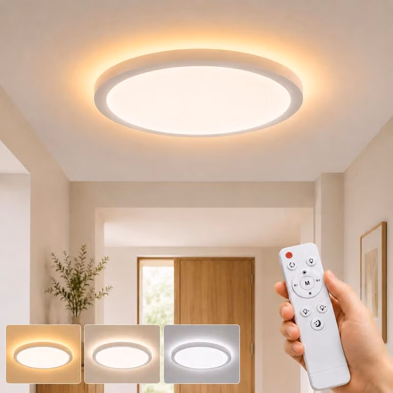 Plafoniera a LED con luce notturna, 1800K, 24W, plafoniera piatta dimmerabile, lampada da soffitto per soggiorno, camera da letto, cucina, corridoio, ufficio, rotonda, diametro 29 cm