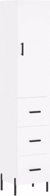 Credenza moderna DESIGN IN bianca in legno multistrato con ante a battente per sala da pranzo L/P/H: 34,5 x 34 x 180 cm