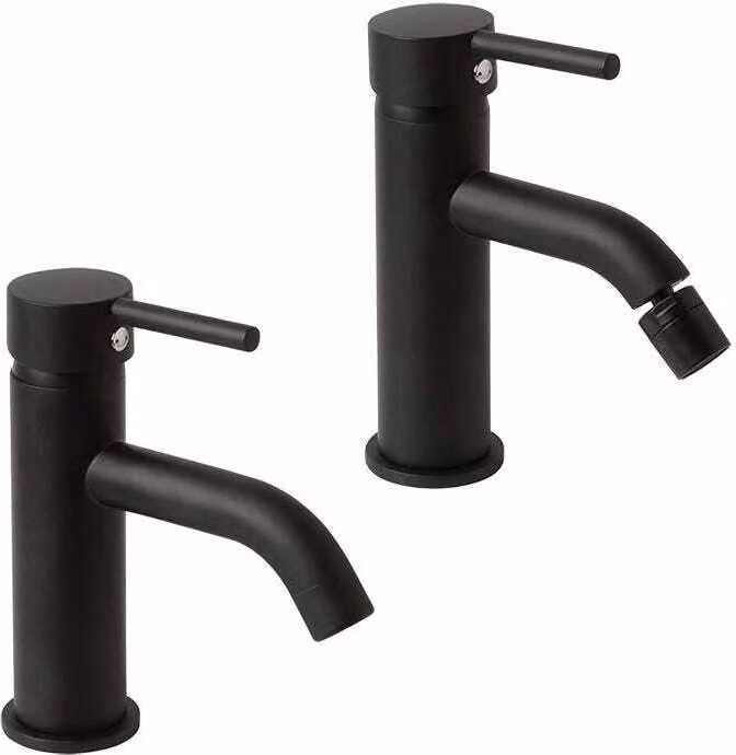 Coppia di rubinetti per lavabo e bidet nero opaco | Fassa