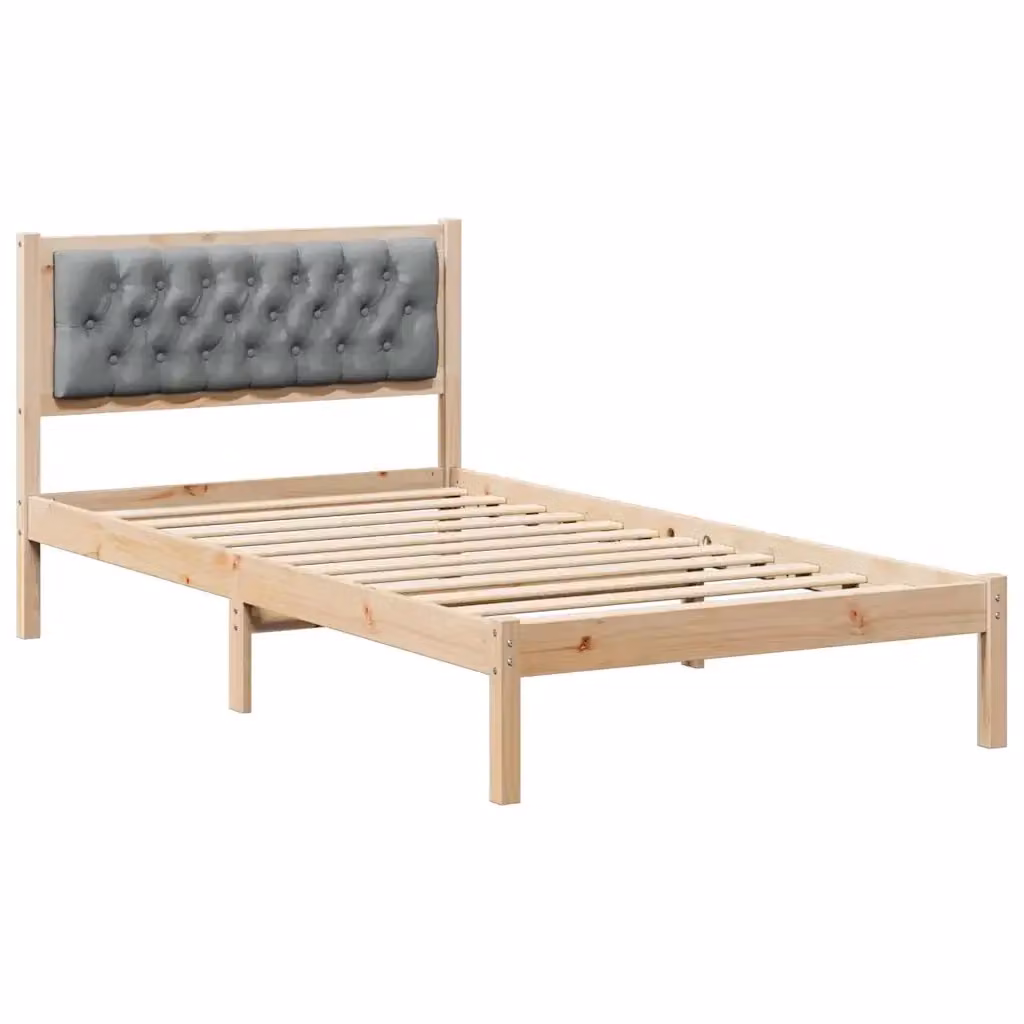 Struttura letto minimalistica vidaXL in pino massello grigio L 100 x P 200 cm – 2