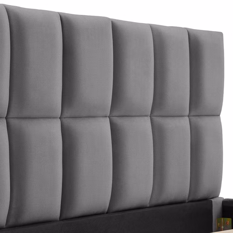 Letto imbottito Shirley tectake con rete a doghe in velluto grigio scuro L/P/H: 220 x 120 x 93 cm
