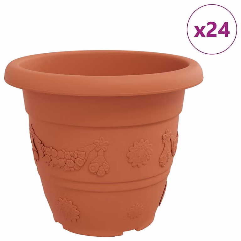 Vaso Rotondo per Fiori 24 pcs Rosso Mattone Ø 39 x 32 cm