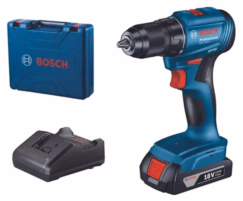 TRAPANO A MOTORE BRUSHLESS BOSCH PROFESSIONAL GSR 185 Li 18 V, 50,00 Nm, NUMERO DI BATTERIE 1, 2,00 Ah, VALIGETTA