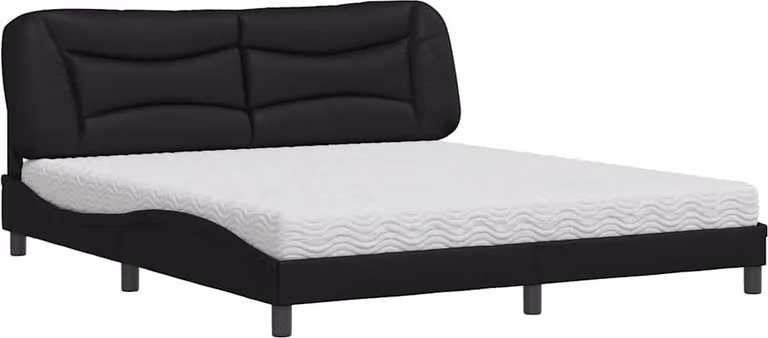 Letto con Materasso Hvar Nero 180x200 cm in Pelle finta