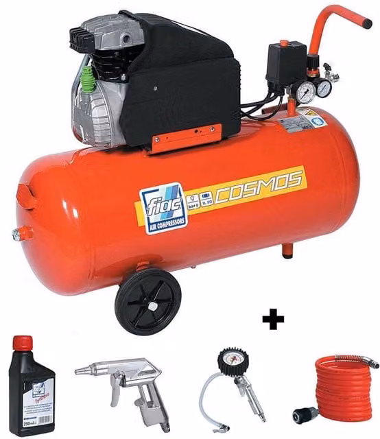 Compressore d'aria elettrico coassiale Fiac Cosmos 255 rosso da 50 lt con pressione 8 bar e potenza 1,5 Kw