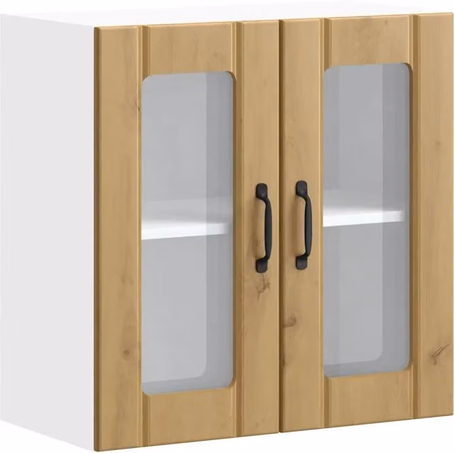 Armadietto pensile da cucina spazio portaoggetti 60 x 31 x 60 cm in legno multistrato rovere artigianale 02_0050231