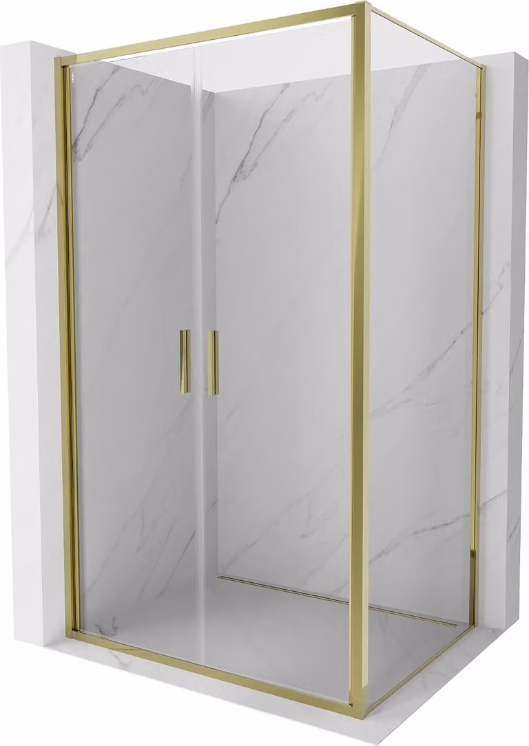 Mexen Exo cabina doccia a battente 80 x 90 cm, trasparente, dorata - 814-080-090-50-00