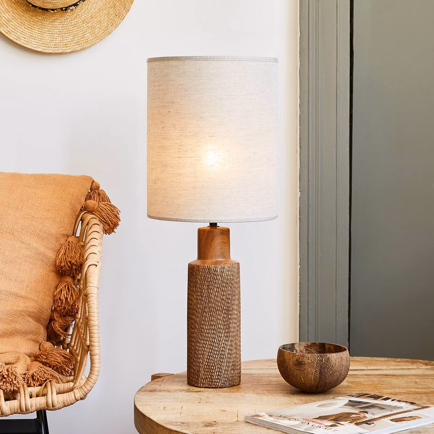 COREP Lampada da tavolo Santal, Bianco / Opale, Soggiorno / Sala da pranzo, Ceramica, Lampada da tavolo