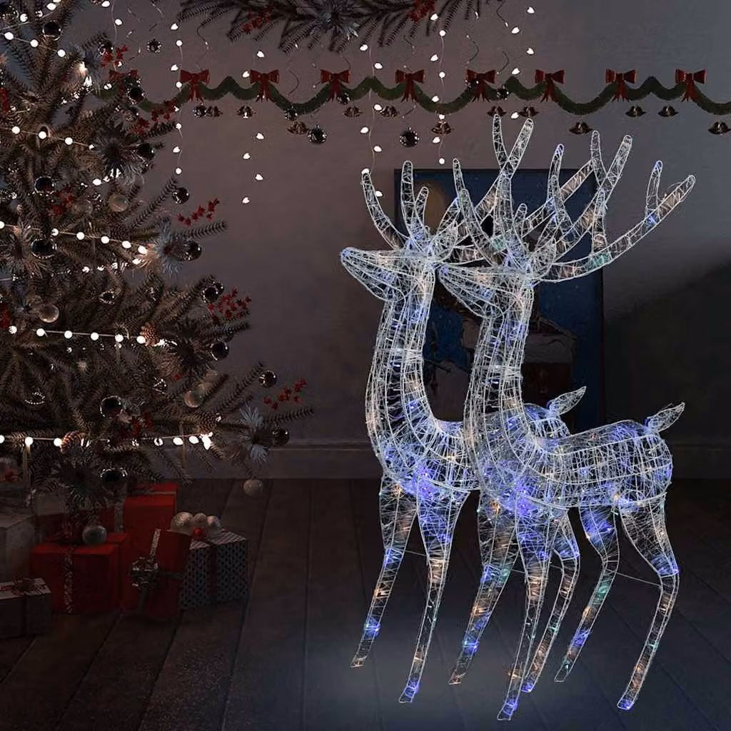 vidaXL Renne di Natale XXL in Acrilico 250 LED 2 pz 180 cm Multicolore