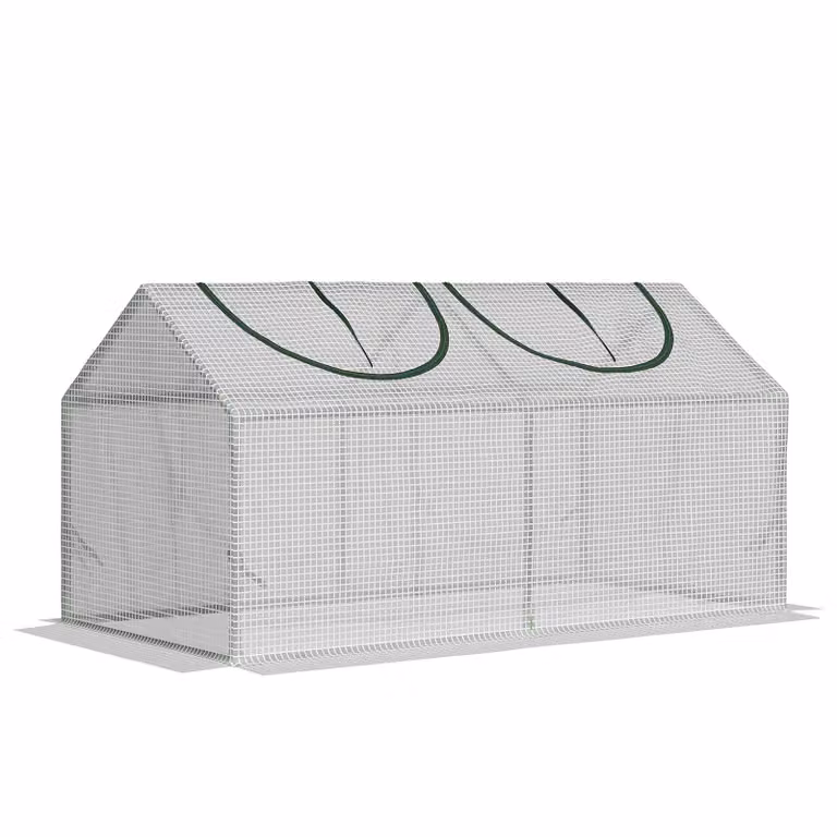 Serra in plastica Fortuna Lai con finestra, serra in PE, serra per pomodori, semenzaio, 120x60x60 cm, bianca