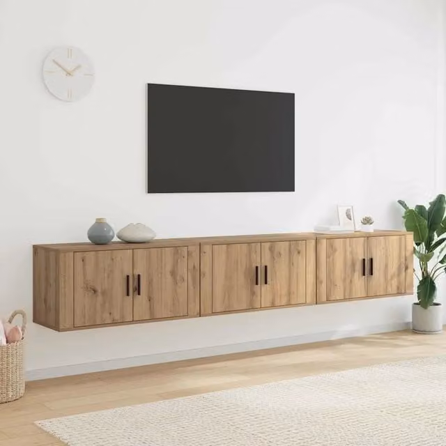 Set Mobile TV da Parete Moderno vidaXL in Legno Rovere Marrone