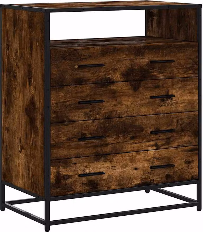 Cassettiera Rovere Fumo 70x41x83,5 cm in Legno Multistrato