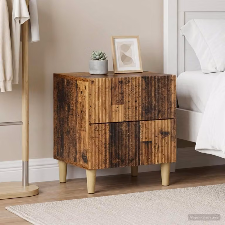 Set di 2 Armadi da Notte vidaXL in Legno Antico Marrone L: 43 cm, P: 34,5 cm, H: 48 cm