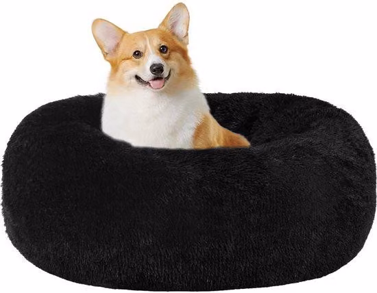 Cuccia ortopedica per cani, rotonda, 70 cm, nera, lavabile