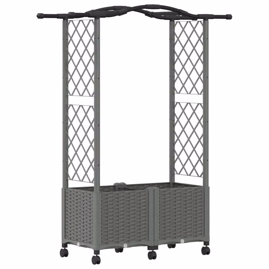 Letto rialzato Videx con griglia e tetto in plastica grigio per orto ornamentale o aromatico L: 144 cm, P: 125 cm, H: 40 cm – 2