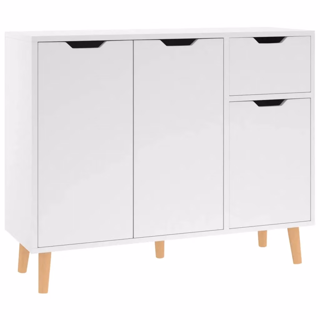 Credenza moderna bianca vidaXL in legno MDF da appendere a parete L 90 x P 30 x H 72 cm – 2