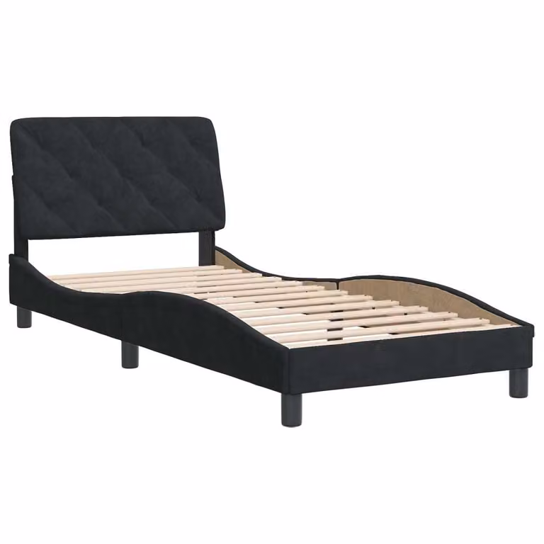 Giroletto senza Materasso Nero 80x200 cm in Velluto