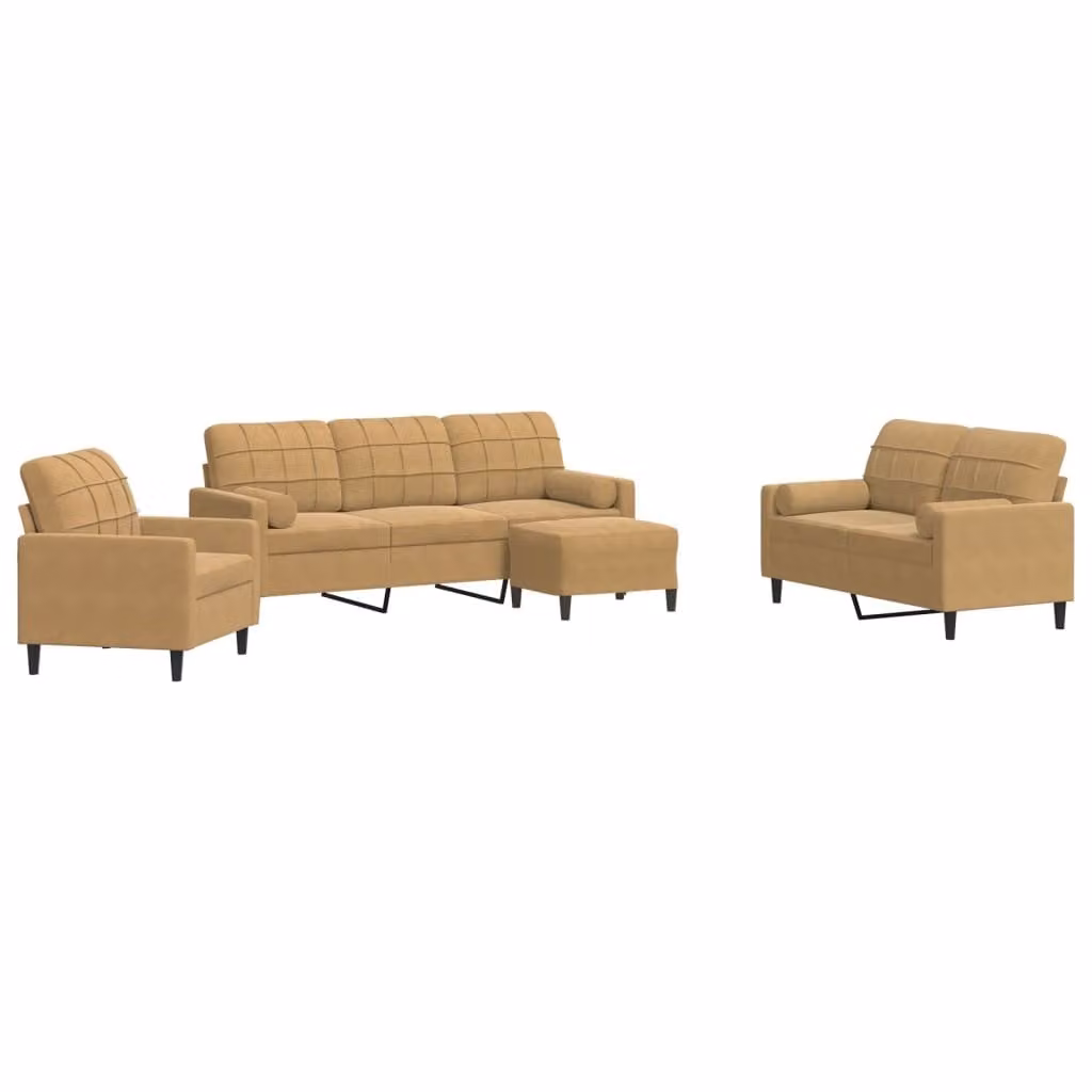 Maison Exclusive - Set divano 4 pezzi con cuscini e cuscini cervicali in velluto marrone
