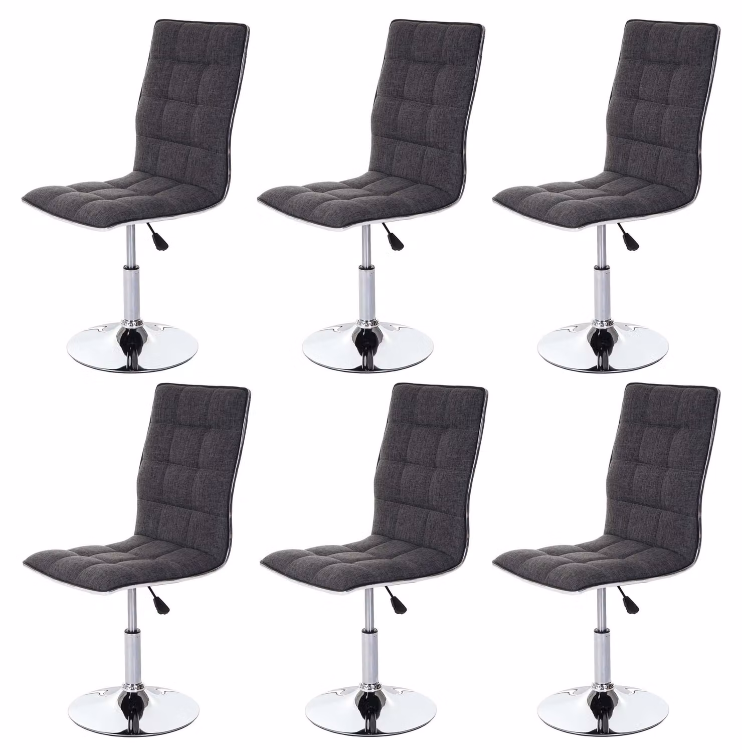 Set di 6 sedie da sala da pranzo | A x L x P 103 x 43 x 54 cm | Altezza seduta 41 cm | Tessuto/materiale tessile | Grigio | Sedia Sedia da cucina