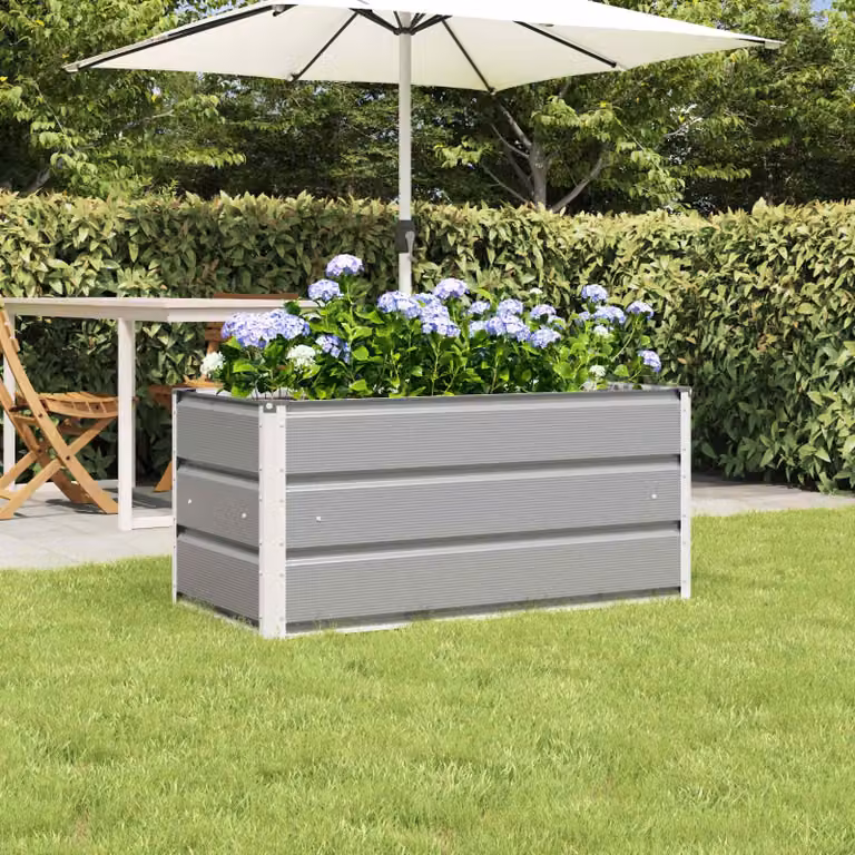 Fioriera vidaXL in acciaio zincato grigio, L 100 x P 50 x H 45 cm