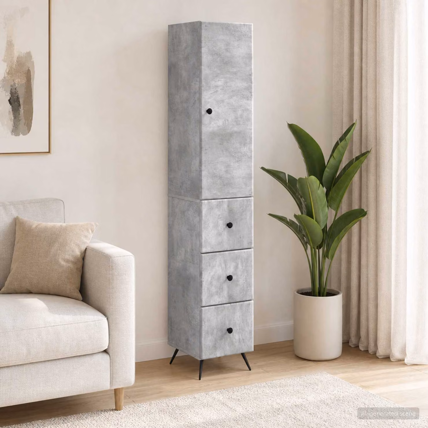 Set di 2 armadi moderni vidaXL in legno e metallo grigio opaco con ante scorrevoli e ripiani interni, L/P/H: 34,5 x 34,5 x 90 cm