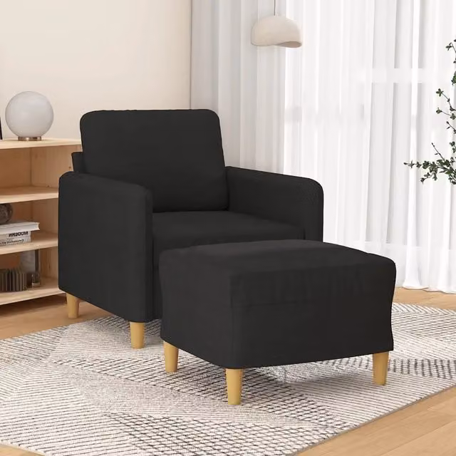 Poltrona relax con poggiapiedi vidaXL in tessuto nero stile moderno