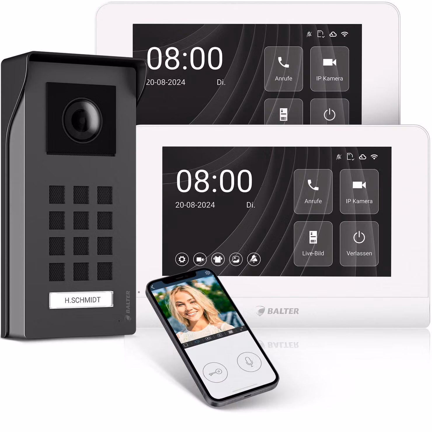 Videocitofono cablato con monitor Full HD da 7 pollici e visione notturna per uso esterno