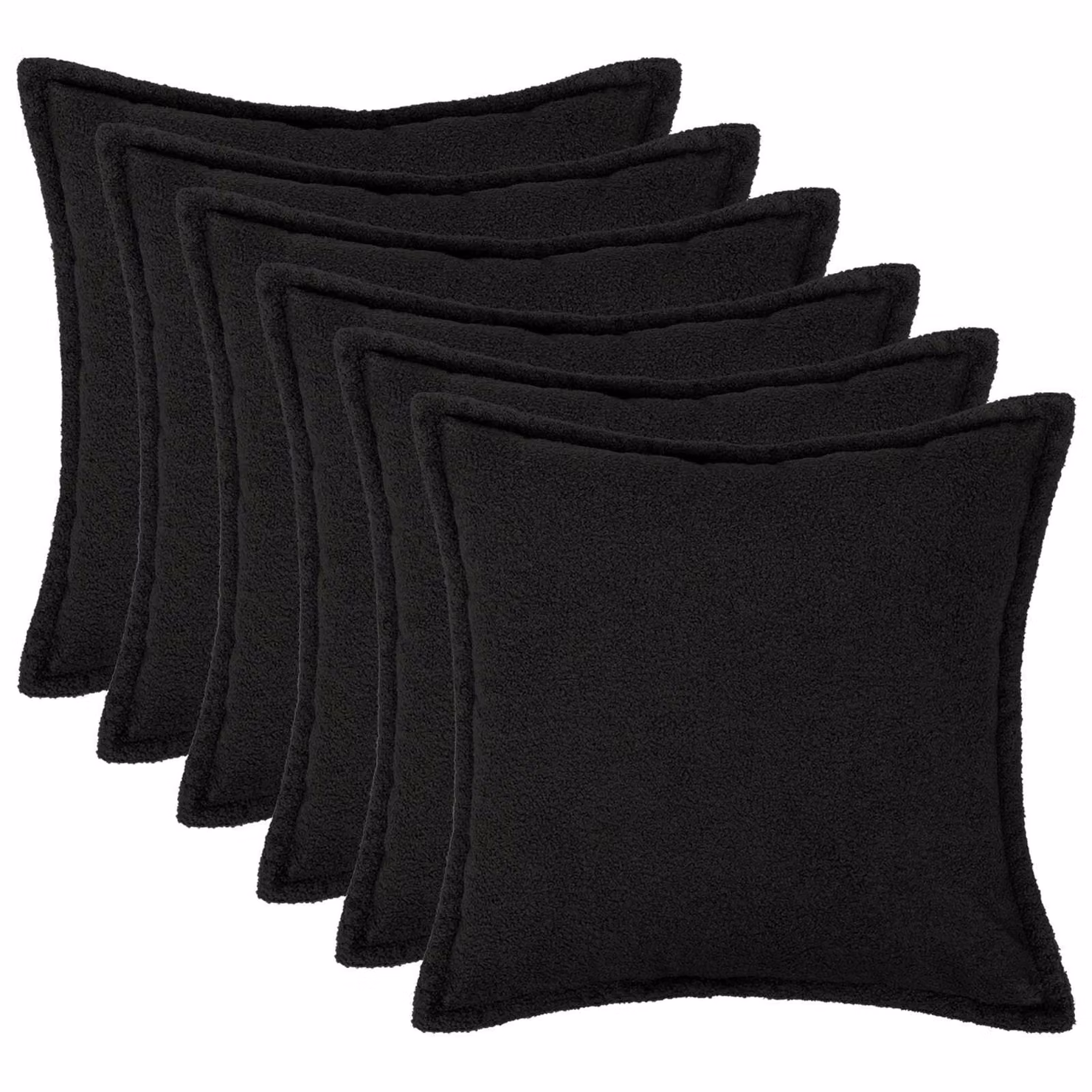 Set di 6 federe vidaXL HOUTEN in tessuto bouclé nero, L 50 cm x P 50 cm